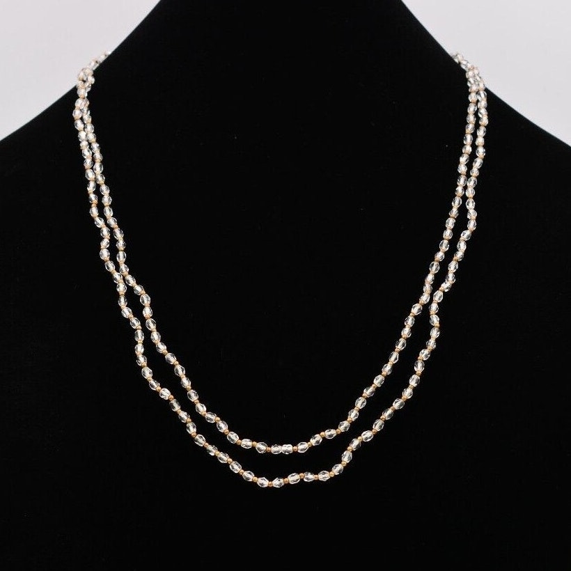Miriam Haskell Clear Beaded Necklace 52 Crystal Strand Gold Tone Nos Bin7a 75$